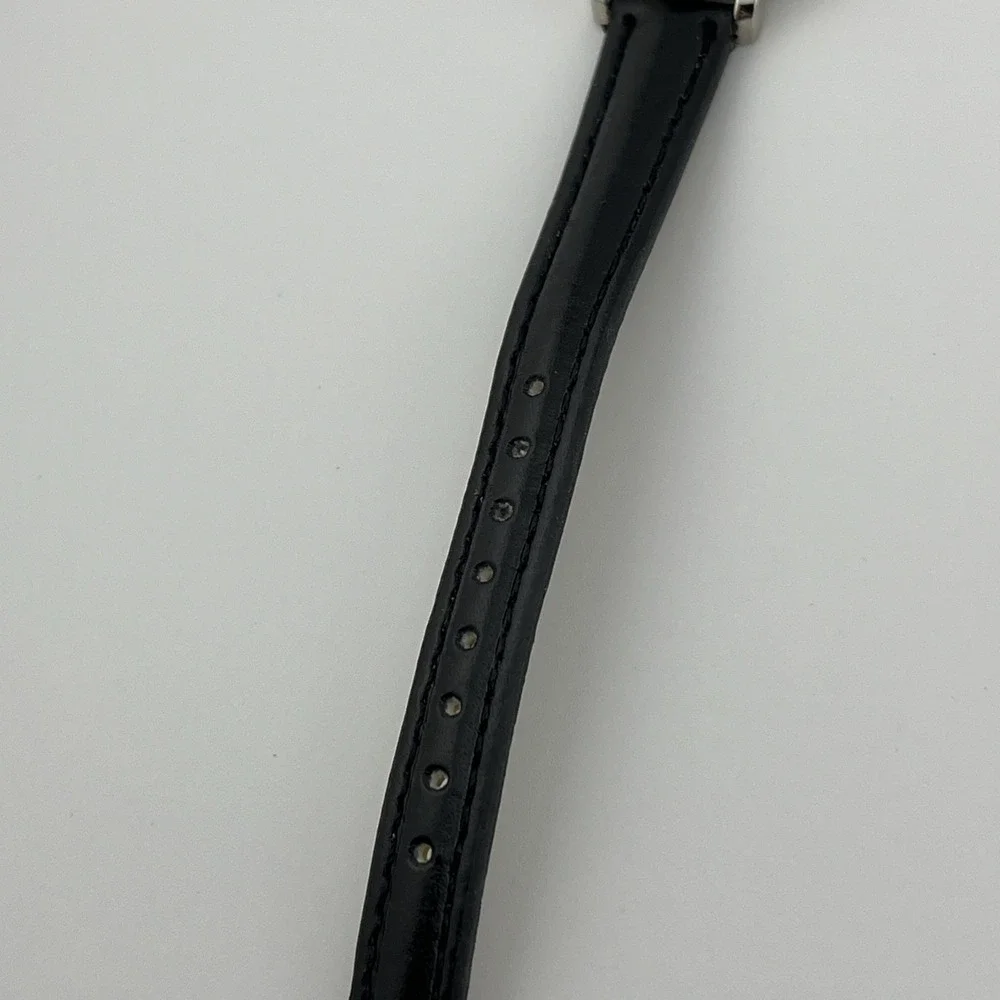 Time and Tru Watch Women 24mm Silver Case Black Faux‎ Leather Band- New Battery